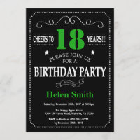 18e anniversaire Tableau noir et vert