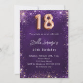 Invitation 18e anniversaire violet rose or luxe (Devant)