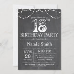 Invitation 18e Birthday Invite Chalkboard String Lights<br><div class="desc">18e Birthday Invite h Chalkboard Black and White Background. Des String Lights. Adult Birthday. Peindre Men ou Women Birthday. For further customization,  please click the "Customize it" button and use our design tool to modify this template.</div>