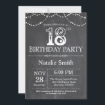 Invitation 18e Birthday Invite Chalkboard String Lights<br><div class="desc">18e Birthday Invite h Chalkboard Black and White Background. Des String Lights. Adult Birthday. Peindre Men ou Women Birthday. For further customization,  please click the "Customize it" button and use our design tool to modify this template.</div>
