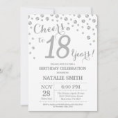 Invitation 18e Birthday Silver Glitter Diamond Invite (Devant)