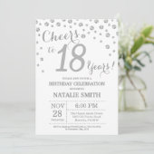Invitation 18e Birthday Silver Glitter Diamond Invite (Debout devant)