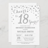 Invitation 18e Birthday Silver Glitter Diamond Invite (Devant / Derrière)