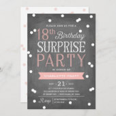 Invitation 18e Confetti Surprise Party Invitation| Anniversai (Devant / Derrière)