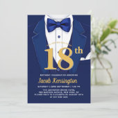 Invitation 18e événement d'anniversaire Navy Blue and Gold Tu (Debout devant)