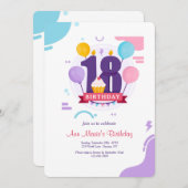Invitation 18e fête d'anniversaire (Devant / Derrière)