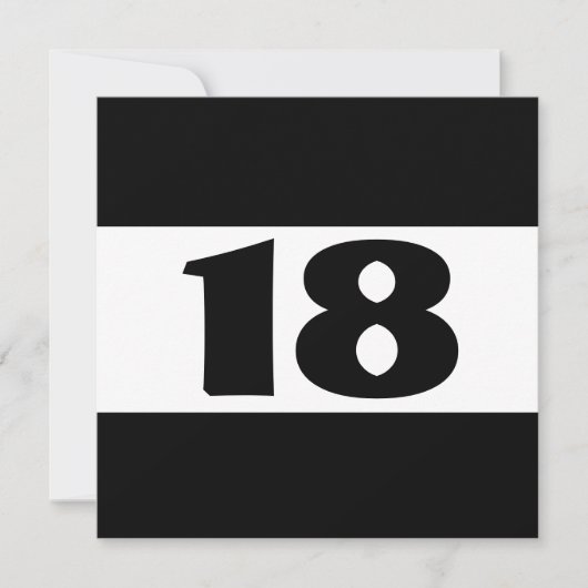 Invitation 18e fête d'anniversaire Black and White Modern W85 (Devant)