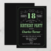 Invitation 18e fête d'anniversaire - Black Green (Devant / Derrière)