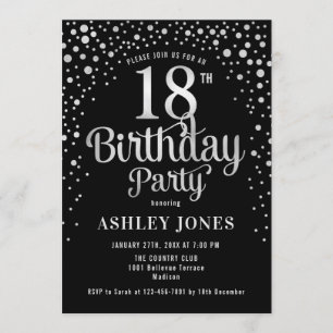 Invitation 18e fête d'anniversaire - Black & Silver