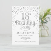 Invitation 18e fête d'anniversaire - Blanc & Argent (Debout devant)