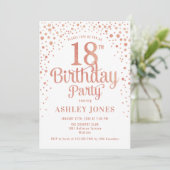 Invitation 18e fête d'anniversaire - Blanc & Rose Gold (Debout devant)