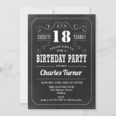 Invitation 18e fête d'anniversaire - Chalkboard noir blanc (Devant)
