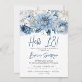 Invitation 18e fête d'anniversaire Dusty Blue Floral (Devant)