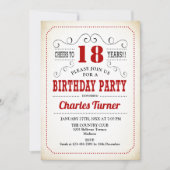 Invitation 18e fête d'anniversaire - Retro Crémeux Blanc et R (Devant)