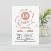Invitation 18e fête d'anniversaire - Rose Gold White (Debout devant)