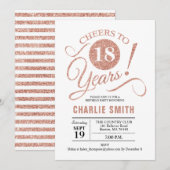Invitation 18e fête d'anniversaire - Rose Gold White (Devant / Derrière)