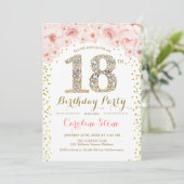 Invitation 18e fête d'anniversaire - Rose or blanc (Debout devant)