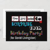 Invitation 18e Modèle d'invitation à la fête d'anniversaire S (Devant / Derrière)