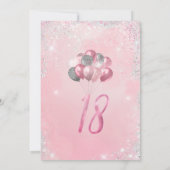 Invitation 18e Parties scintillant Anniversaire Ballons rose  (Dos)