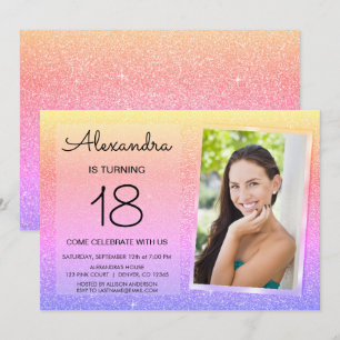 Invitation 18e Parties scintillant Sparkle Luxury Pink, Gold 