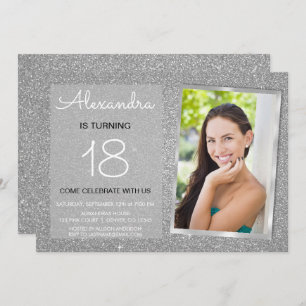 Invitation 18e Sparkle Parties scintillant photo de luxe en a