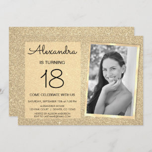 Invitation 18e Sparkle Parties scintillant photo de luxe en o