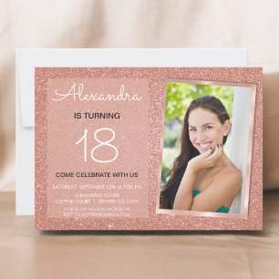 Invitation 18e Sparkle Rose Gold Blush Pink Photo