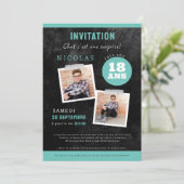  invitation 18ème anniversaire,noir deux photos (Debout devant)