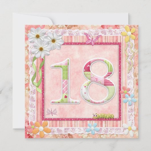 Invitation 18ème anniversaire style scrapbooking (Devant)