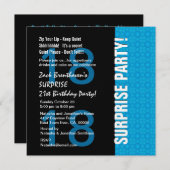 Invitation 18ème Bleu de turquoise moderne d'anniversaire de (Devant / Derrière)