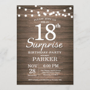 Invitation 18ème bois d'invitation d'anniversaire de surprise