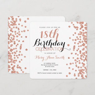 Invitation 18ème Confettis roses de parties scintillantes de