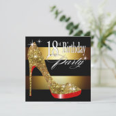 Invitation 18ème fête d'anniversaire de rayures scintillantes (Debout devant)