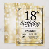 Invitation 18ème Parties scintillantes d'or d'invitation (Devant / Derrière)