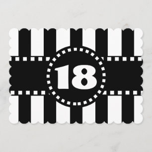 Invitation 18ème Rayures noires et blanches W18A de fête