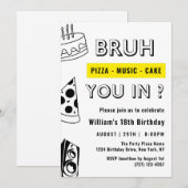 Invitation 18th Bruh, Toi dans Anniversaire Ado Garçon Drôle (Devant / Derrière)