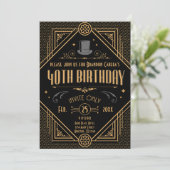 Invitation 1920 Art Déco Black & Gold 40e anniversaire (Debout devant)
