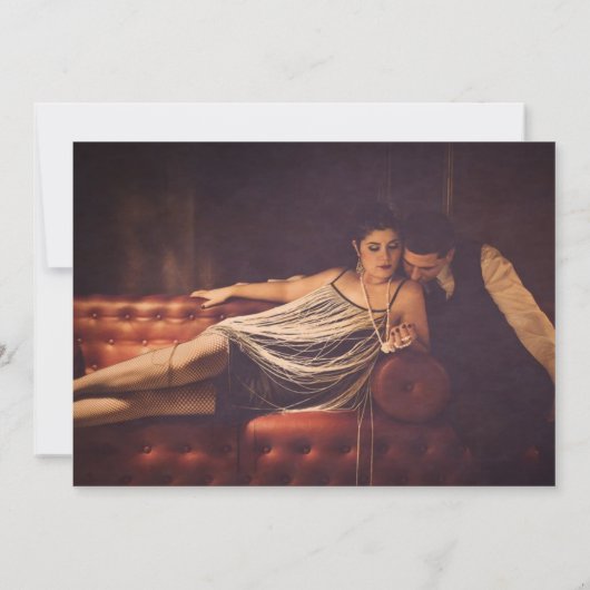 Invitation 1920 Art Déco Frame Photo Enregistrer la date (Dos)