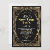 Invitation 1920s New Year Party Art Deco Black Gold (Devant)