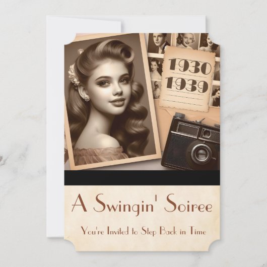 Invitation 1930 L'ère du Parti Swinging'Soiree Teenagers Part (Devant)