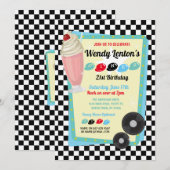 Invitation 1950 Diner Anniversaire Milkshake Cinquante Invita (Devant / Derrière)