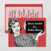 Invitation 1950 Femme avec une Fête des mariées des signes (Devant / Derrière)