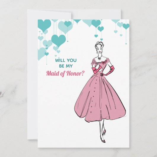 Invitation 1950 Femme d'honneur au mariage (Devant)