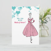 Invitation 1950 Femme d'honneur au mariage (Debout devant)