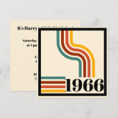 Invitation 1966 60e Anniversaire Rayure Rétro Vintage (Devant / Derrière)