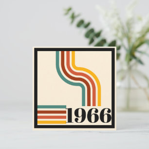 Invitation 1966 60e Anniversaire Rayure Rétro Vintage 