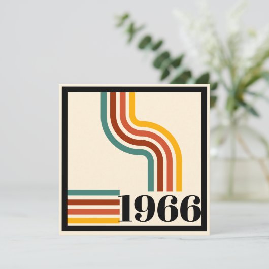 Invitation 1966 60e Anniversaire Rayure Rétro Vintage (Debout devant)
