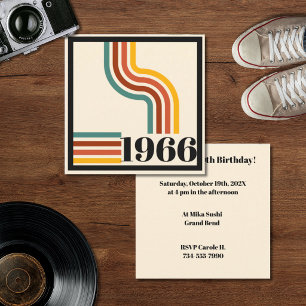 Invitation 1966 60e Anniversaire Rayure Rétro Vintage