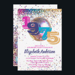 Invitation 1975 Colorful Disco 50th Birthday Party Customizab<br><div class="desc">Montez le plaisir avec cette Disco Colorful 1975, 50e Anniversaire Invitation! Doté d'une boule disco audacieuse, de confettis vibrants et d'une typographie rétro animée, cette invitation est parfaite pour fêter un anniversaire marquant ou organiser une fabuleuse fête sur le thème des années 70. Entièrement personnalisable pour les noms, les dates...</div>