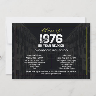 Invitation 1976 Class Reunion Elegant Black - 50 Year Reunion